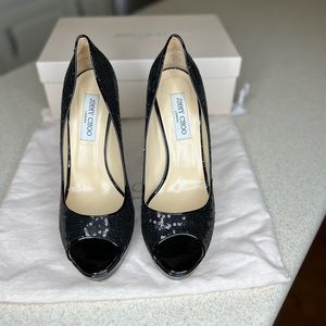 Jimmy Choo Black Sequined Heels Size 41